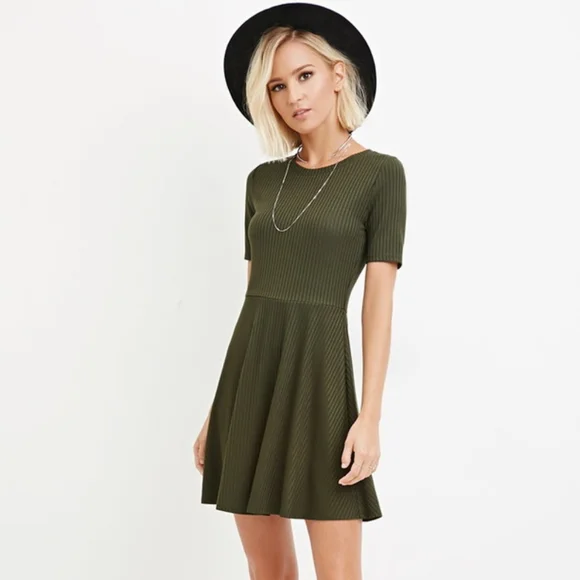 fitted lace wedding dress Ribbed Mini Skater Dress